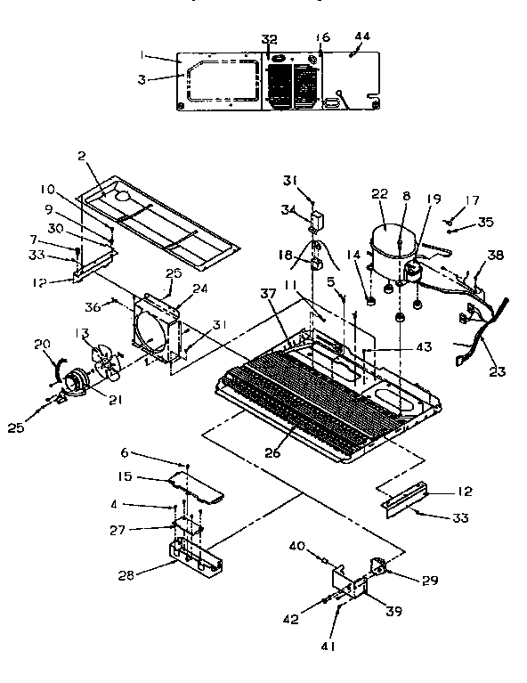 Machine Compartment Diagram and Parts List for SSD25SL-P119042WL  Amana Refrigerator