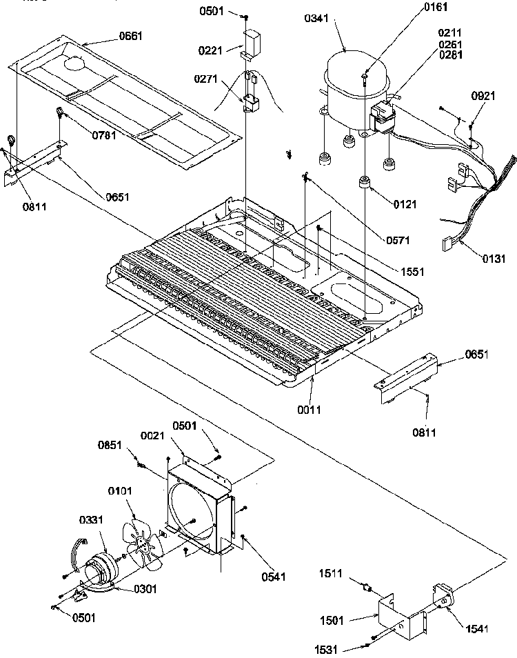 Machine Compartment Diagram and Parts List for SGD22TL-P1303510WL  Amana Refrigerator
