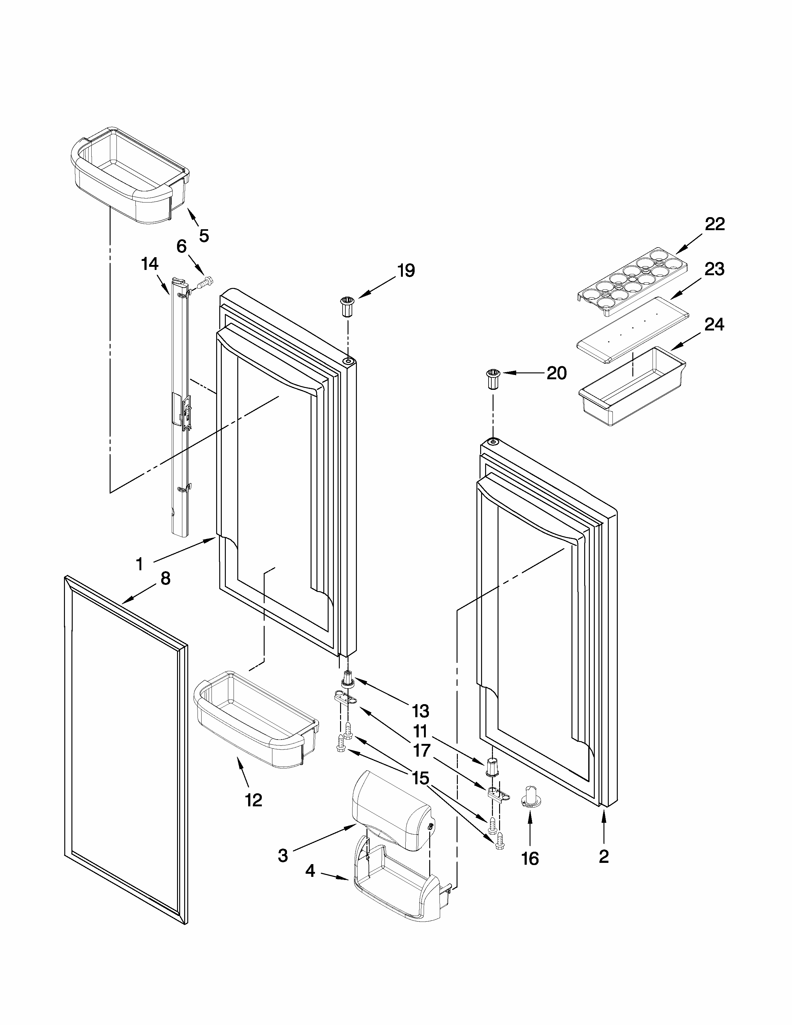 Refrigerator Door Parts Diagram and Parts List for RY4951000W2  Maytag Refrigerator