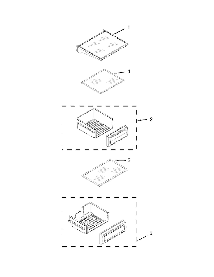 Refrigerator Shelf Parts Diagram and Parts List for JS48PPDUDB14  Jenn-Air Refrigerator