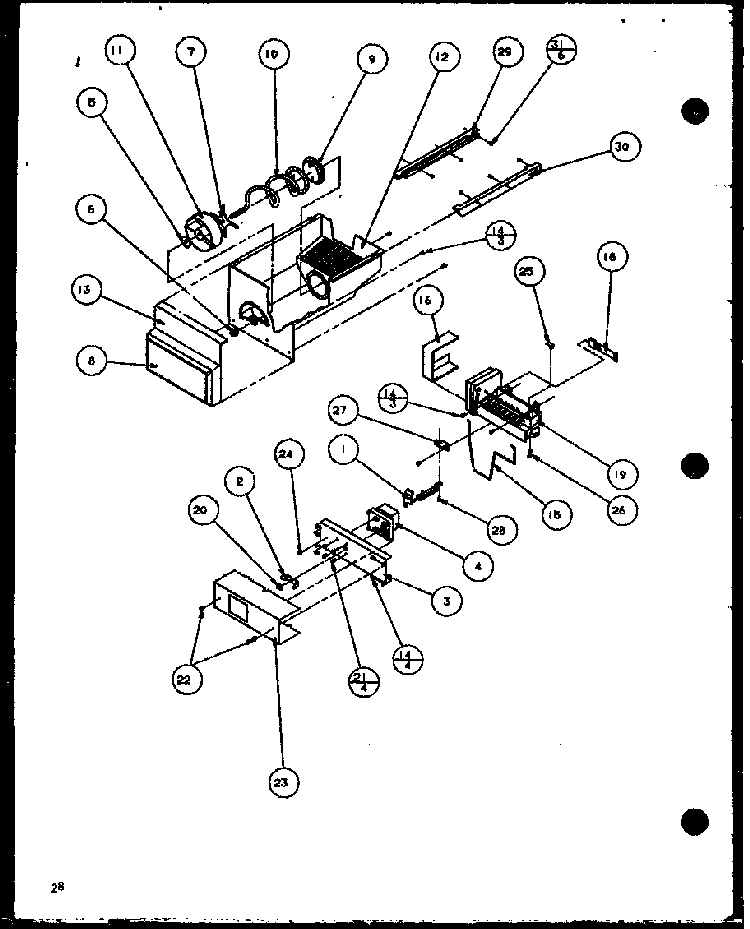 Ice Bucket And Ice Maker Diagram and Parts List for SBD20H-P7836031W  Amana Refrigerator