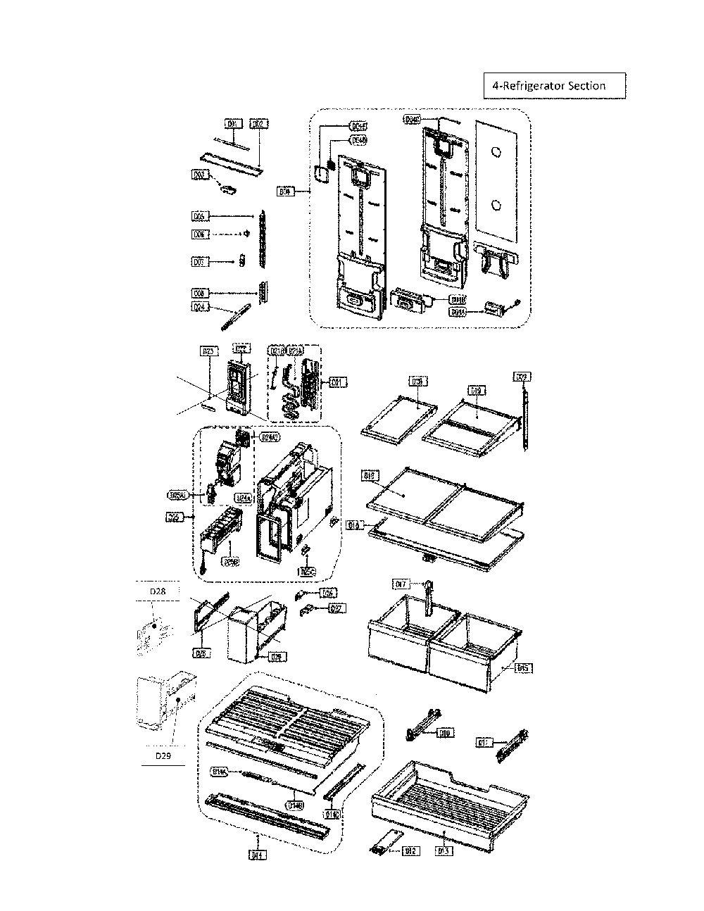 Refrigerator Section Diagram and Parts List for 11175507020  Kenmore Refrigerator