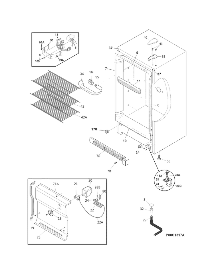Cabinet Diagram and Parts List for CFUF14QWD  Crosley Freezer
