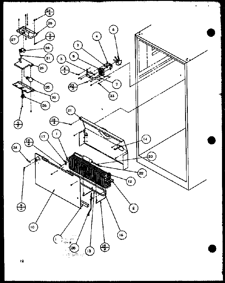 Evaporator Area Diagram and Parts List for TZI21Q2E-P1111714WE  Amana Refrigerator