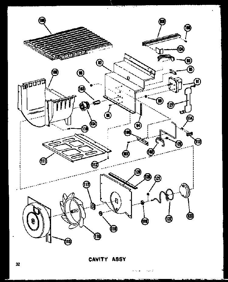 Cavity Assy Diagram and Parts List for SRI19A-P60350-6W  Amana Refrigerator