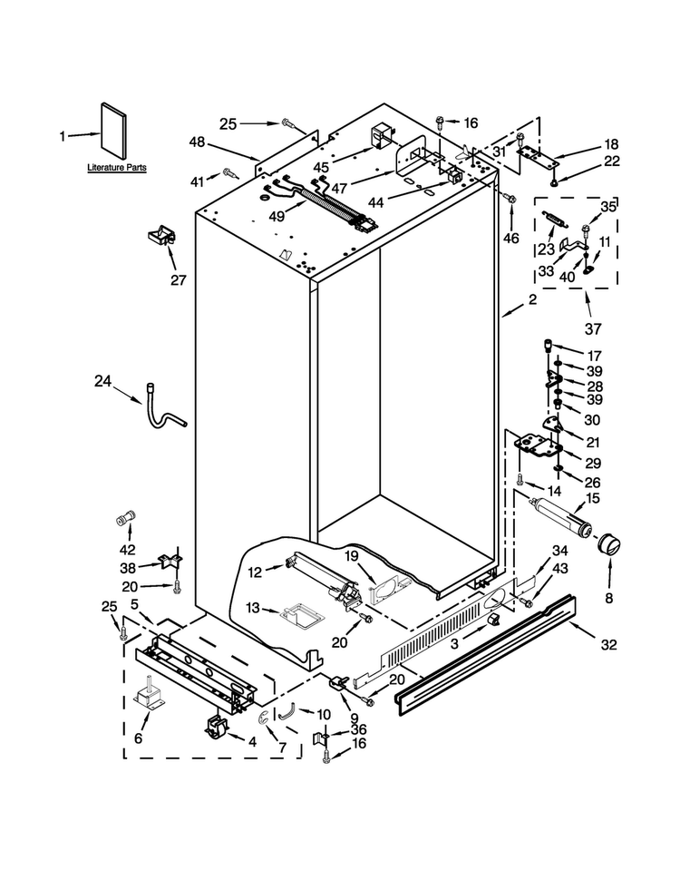 Cabinet Parts Diagram and Parts List for JS48SEDUDW20  Jenn-Air Refrigerator