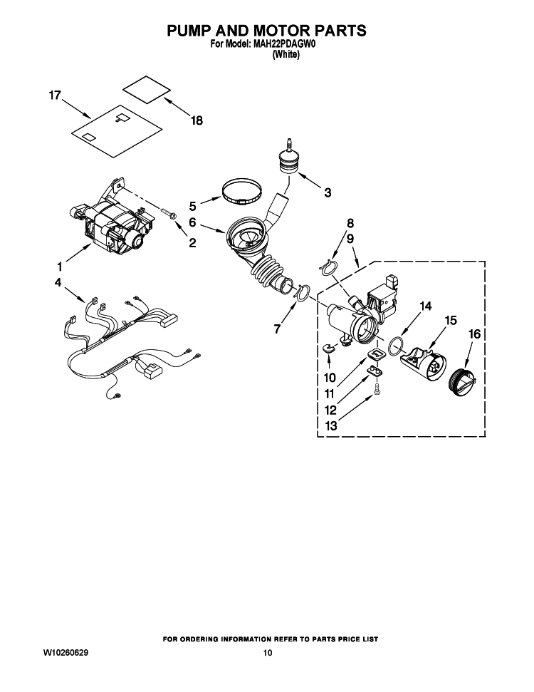 PUMP AND MOTOR PARTS Diagram and Parts List for MAH22PDAGW0  Maytag Washer