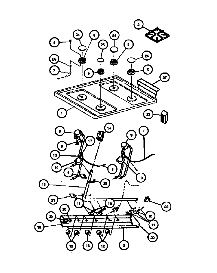 Page 2 Diagram and Parts List for RLT365UWW-P1136239NW  Caloric Range