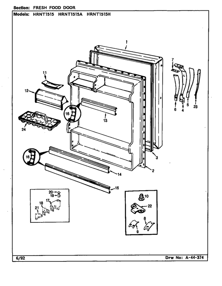 Fresh Food Door Diagram and Parts List for HRNT1515A BF11E Maytag Refrigerator