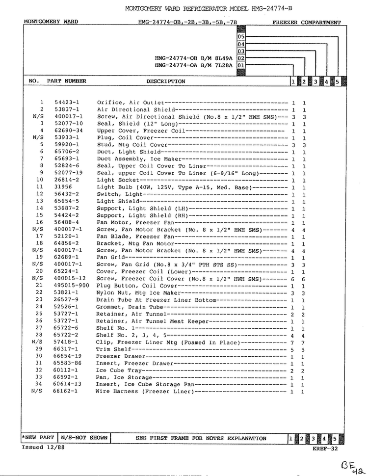 Freezer Compartment Page 2 Diagram and Parts List for 2477AB  Admiral Refrigerator