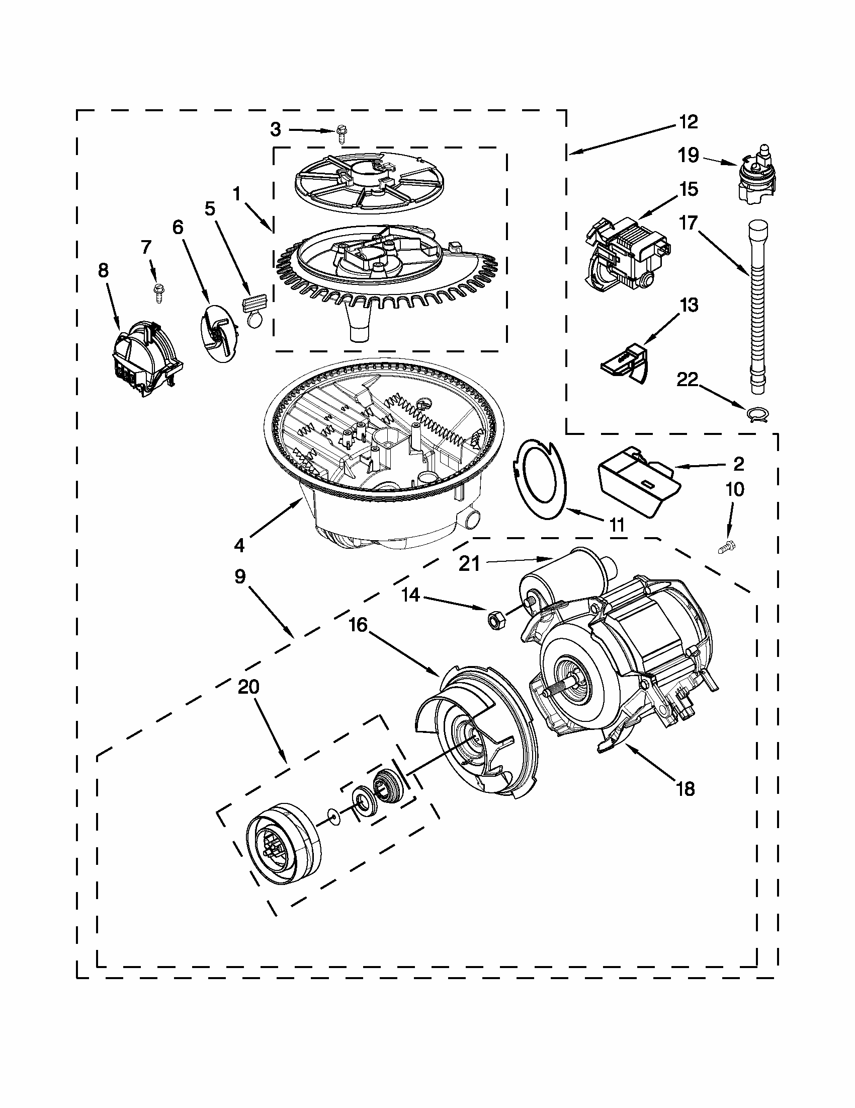 Pump And Motor Parts Diagram and Parts List for MDB6769PAB3  Maytag Dishwasher