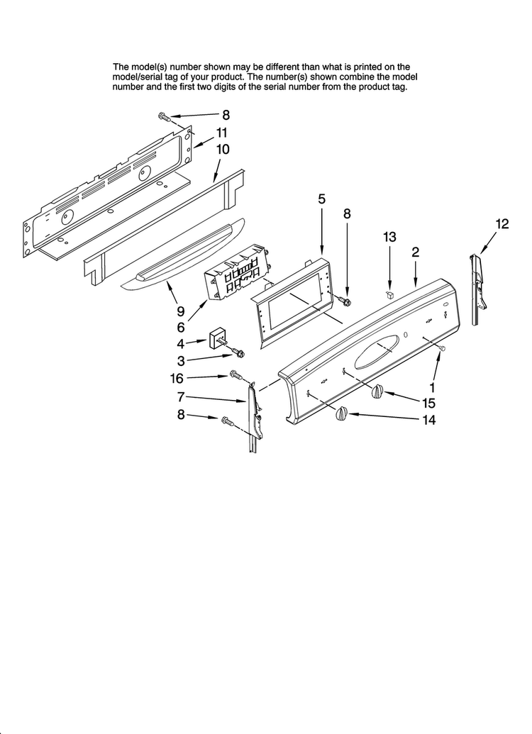 Control Panel Parts Diagram and Parts List for MERH865RAB15  Maytag Range