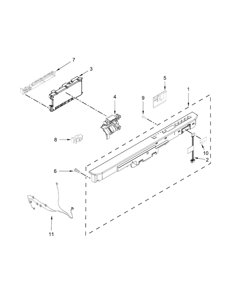Control Panel And Latch Parts Diagram and Parts List for MDB5969SDH2  Maytag Dishwasher