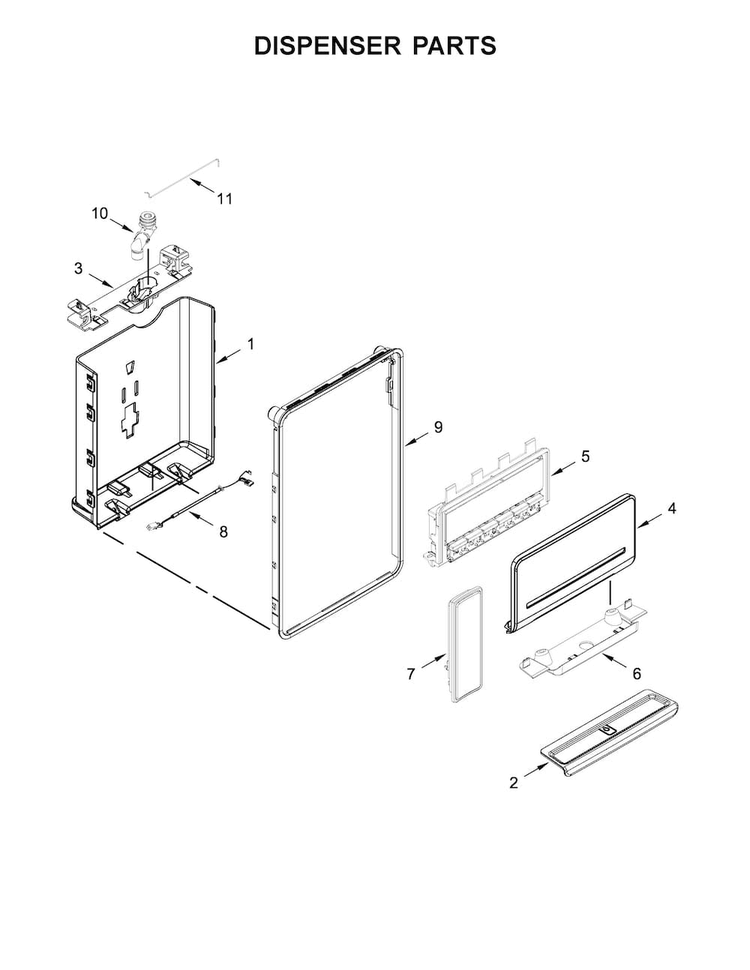 Dispenser Parts Diagram and Parts List for MFW2055YEB01  Maytag Refrigerator