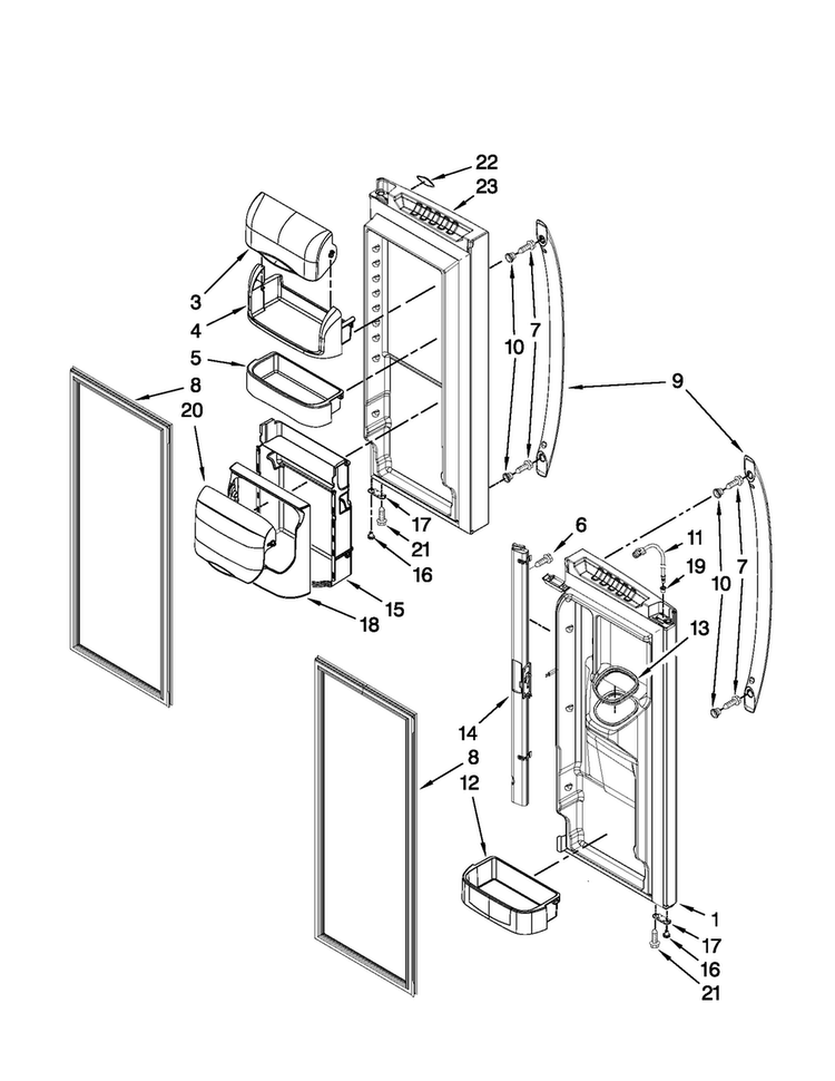 Refrigerator Door Parts Diagram and Parts List for MFI2269VEB2  Maytag Refrigerator