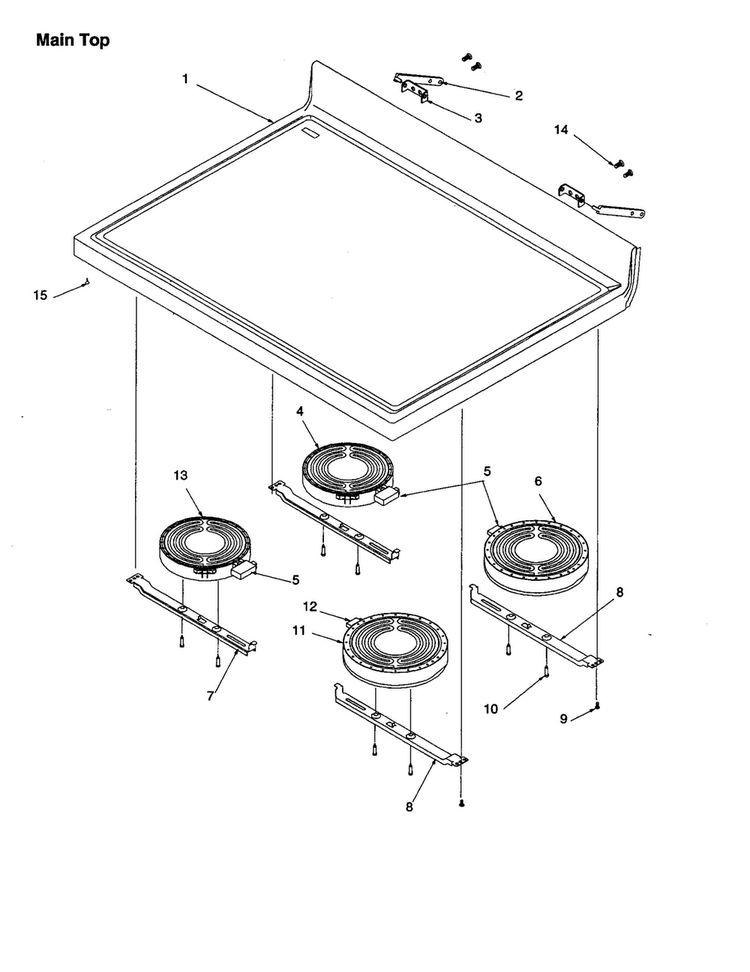 Main Top Diagram and Parts List for ARTC8600LL P1143819LL Amana Range