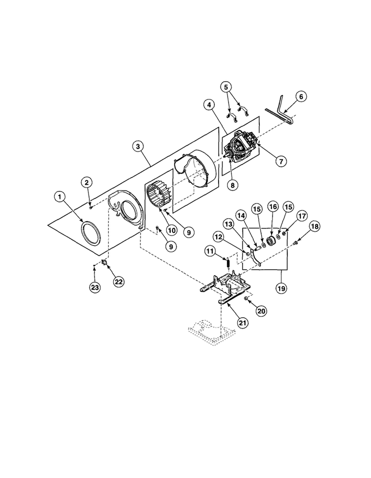 Motor/exhaust Fan/belt Diagram and Parts List for AGS20AWF  Speed Queen Dryer