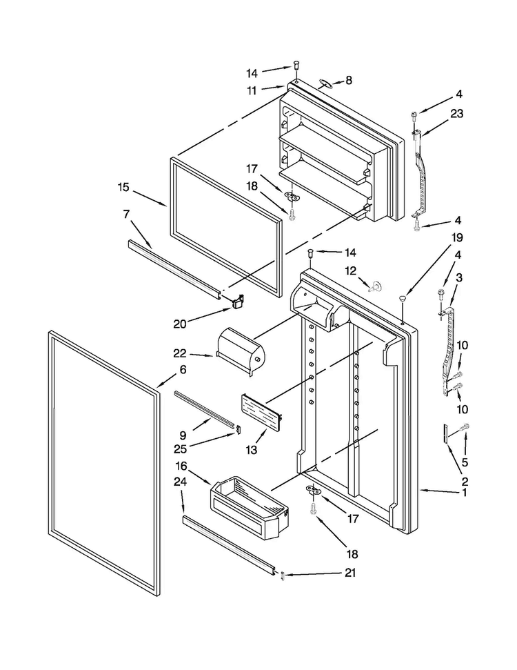 Door Parts Diagram and Parts List for M1TXEGMYS00  Maytag Refrigerator