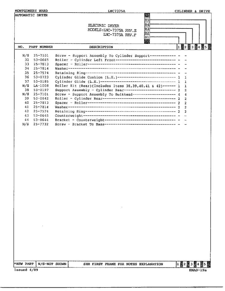 Electric Dryer/ Cylinder & Drive Page 3 Diagram and Parts List for 7375A REV F Norge Dryer
