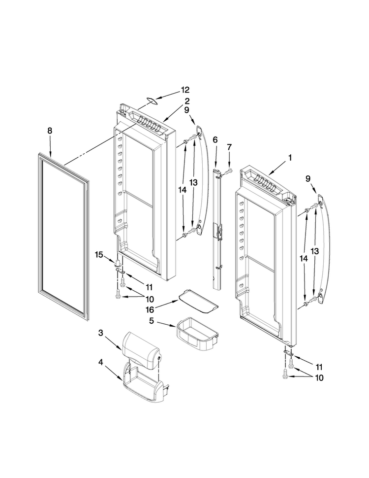 Refrigerator Door Parts Diagram and Parts List for AFD2535FES6  Amana Refrigerator