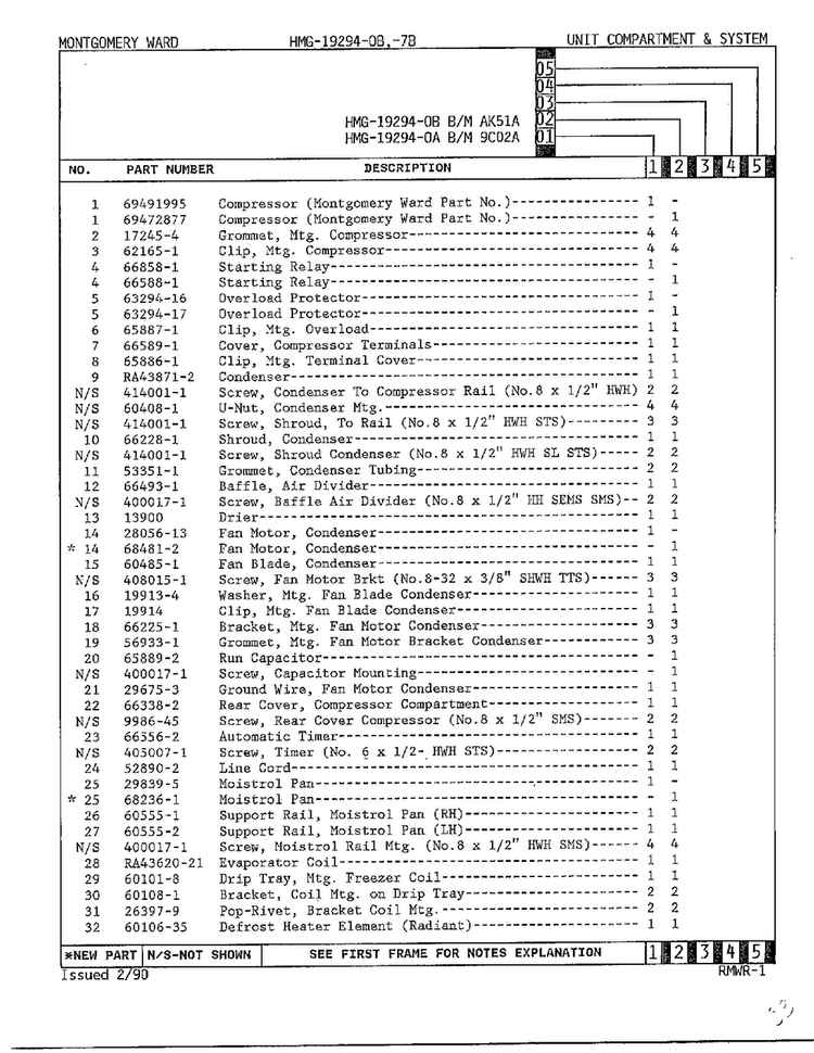 Unit Compartment And System Page 2 Diagram and Parts List for 19294A  Admiral Refrigerator