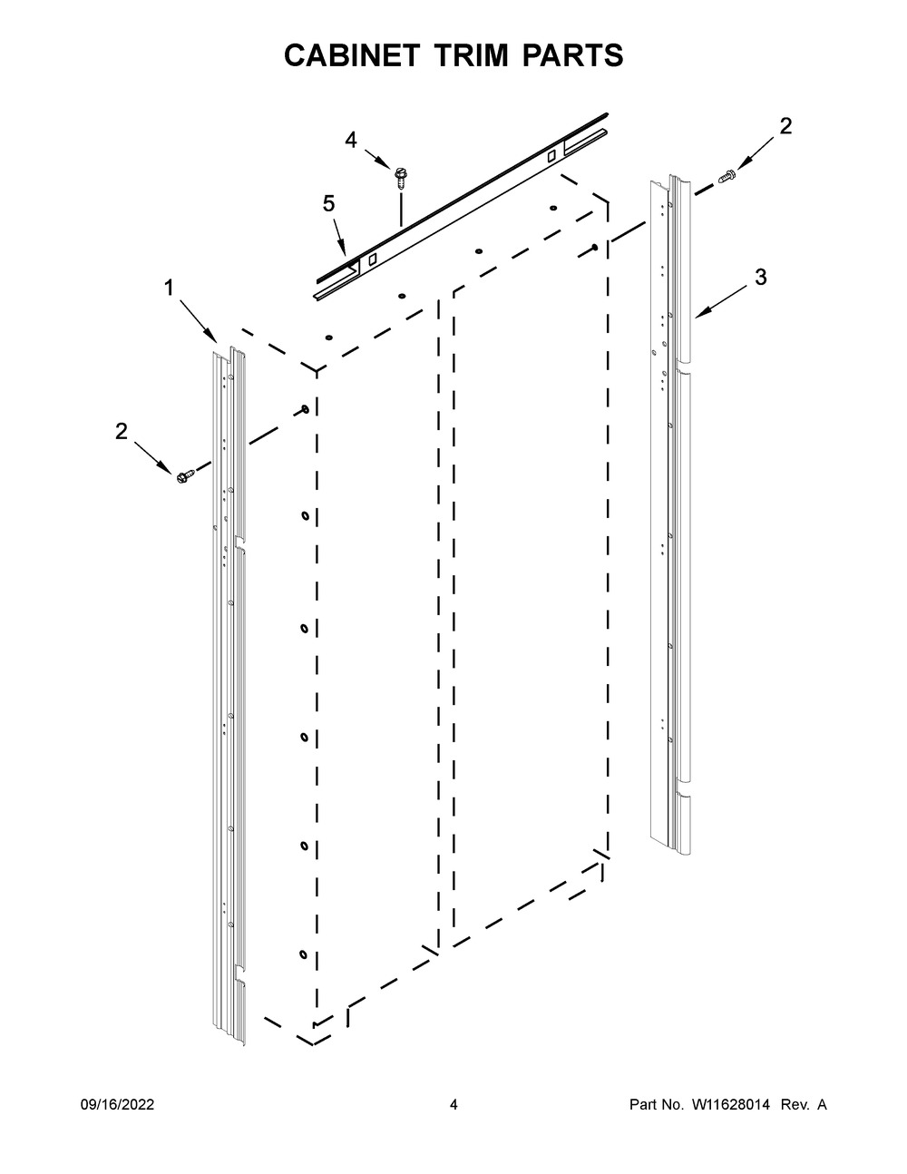 Cabinet Trim Parts Diagram and Parts List for JBSFS48NMX00  Jenn-Air Refrigerator