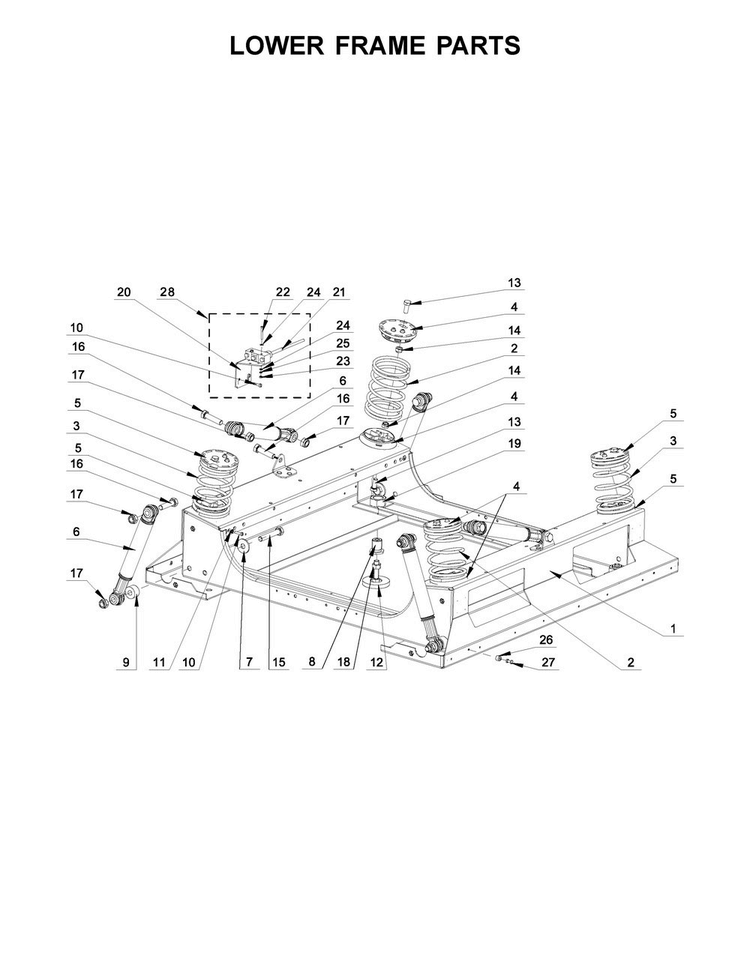 Lower Frame Parts Diagram and Parts List for MXS40PDATS  Maytag Washer