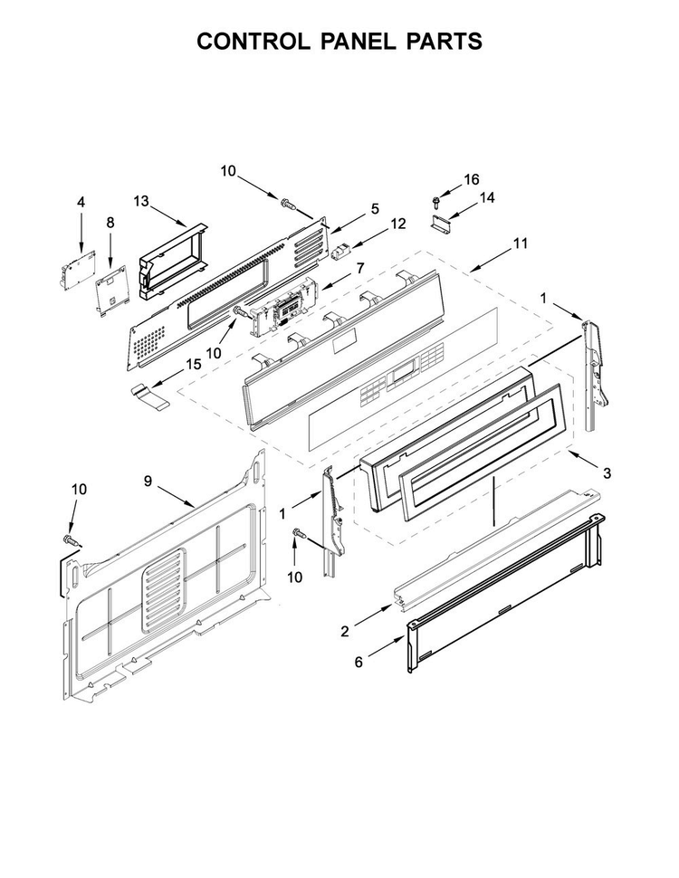 Control Panel Parts Diagram and Parts List for MGR8800FB0  Maytag Range