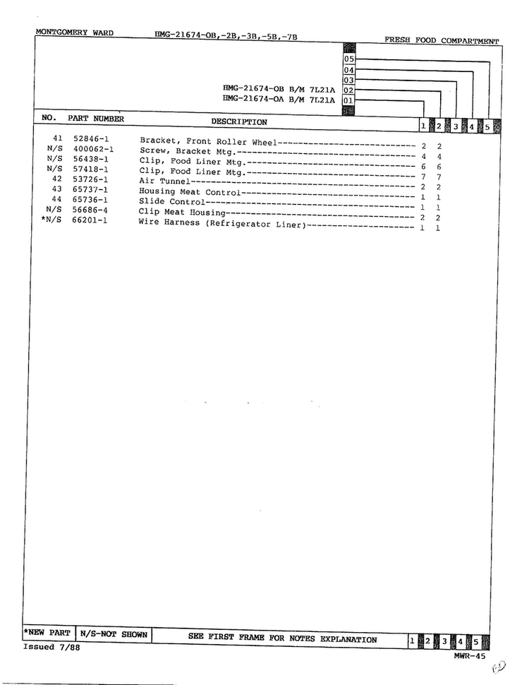 Fresh Food Compartment Page 3 Diagram and Parts List for 21674B  Admiral Refrigerator