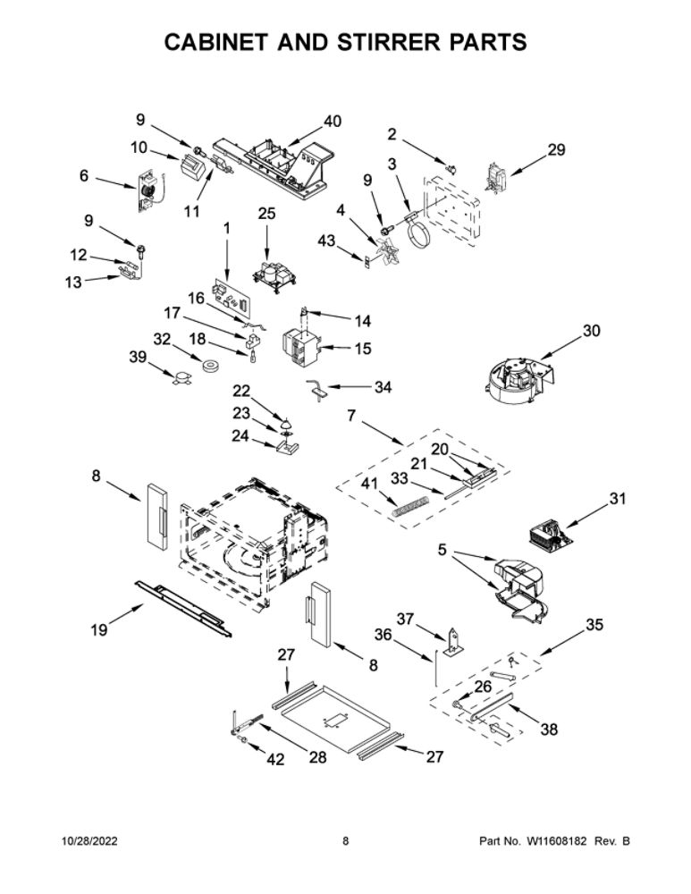 Cabinet And Stirrer Parts 2 Diagram and Parts List for JMC2427LM00  Maytag Microwave