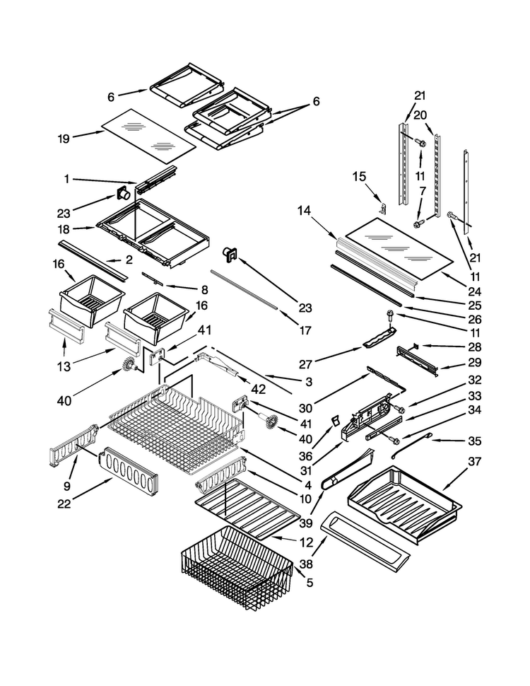 Shelf Parts Diagram and Parts List for MFF2258DEH00  Maytag Refrigerator