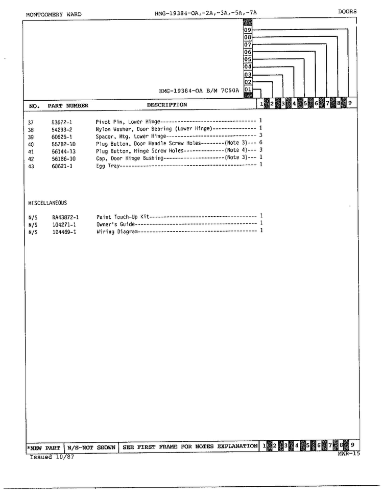 Doors/misc Page 3 Diagram and Parts List for 19384A  Admiral Refrigerator