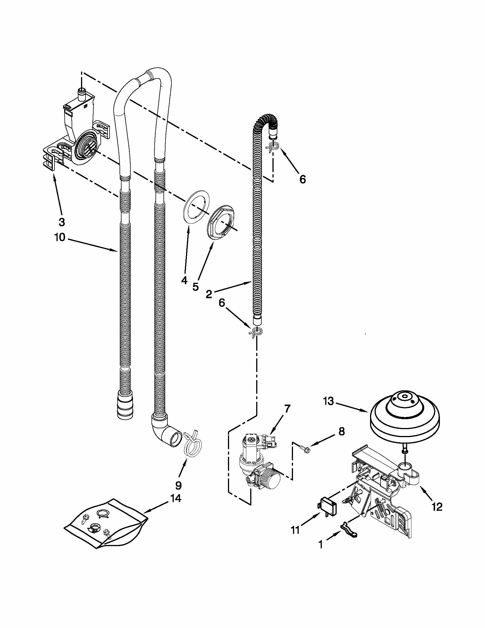 Fill, Drain And Overfill Parts Diagram and Parts List for MDB6769PAB3  Maytag Dishwasher