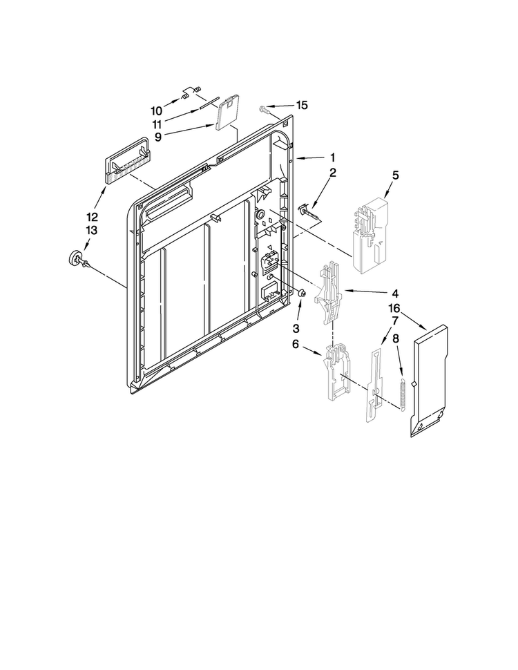 Inner Door Parts Diagram and Parts List for CDB4000XB0  Magic Chef Dishwasher