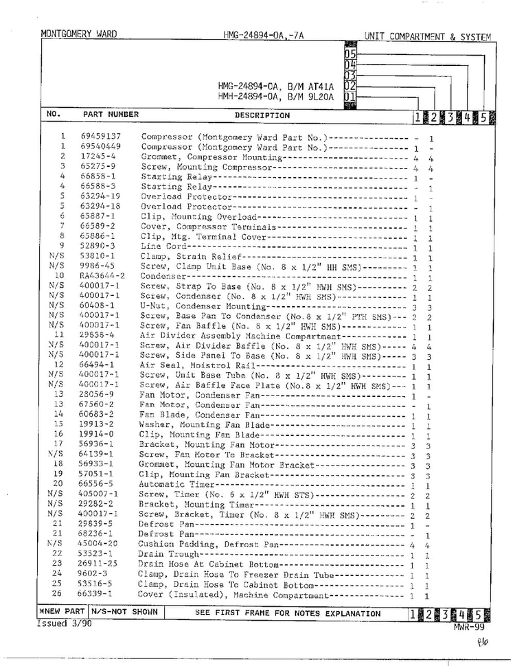 Unit Compartment And System Page 2 Diagram and Parts List for 24894A-OA  Admiral Refrigerator