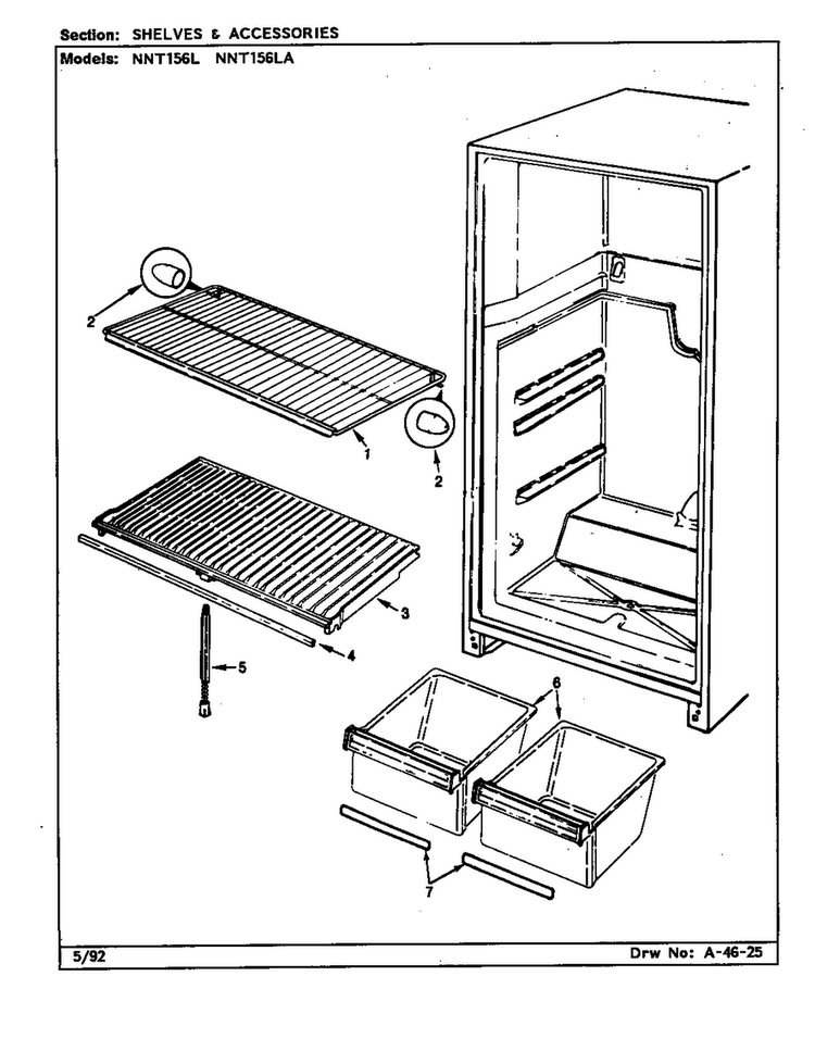 Shelves & Accessories Diagram and Parts List for NNT156L CC02A Maytag Refrigerator