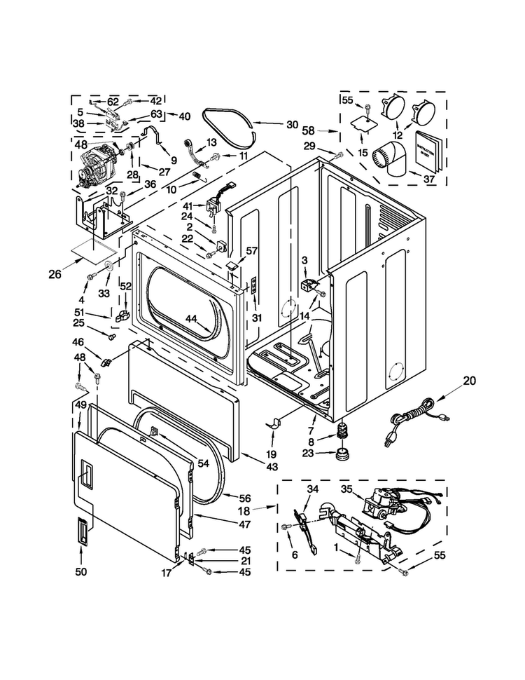 Cabinet Parts Diagram and Parts List for MDG18PRAWW0  Maytag Dryer