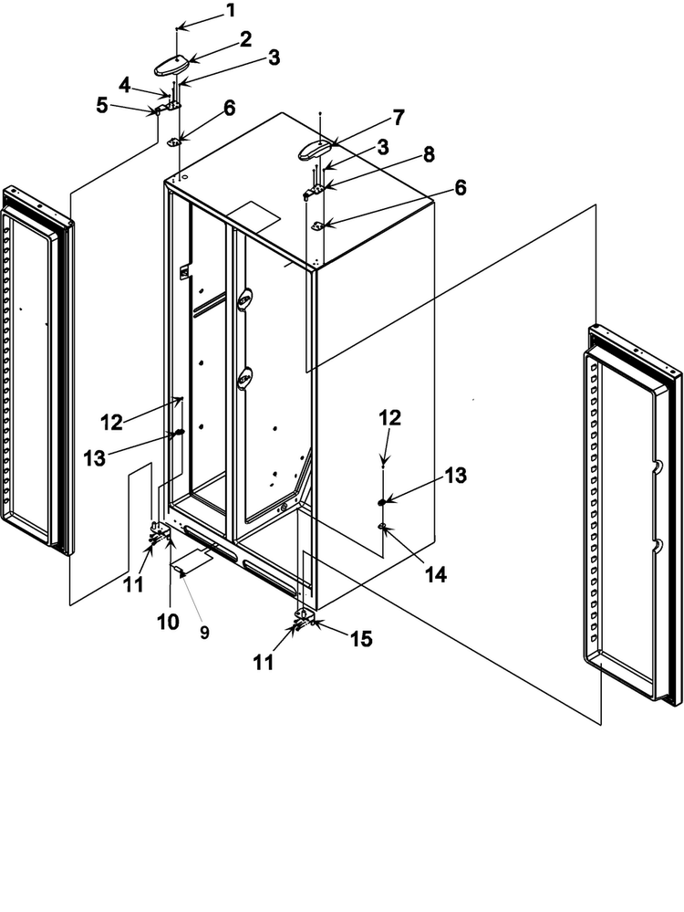 Hinges Diagram and Parts List for XRSS267BB-PXRSS267BB1  Amana Refrigerator