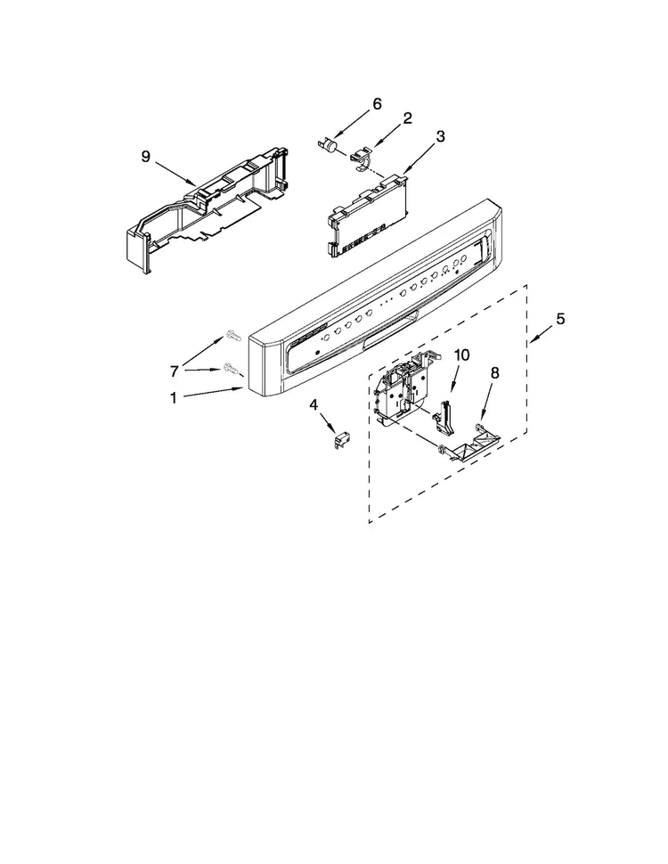 Control Panel And Latch Parts Diagram and Parts List for MDB4709AWB0  Maytag Dishwasher