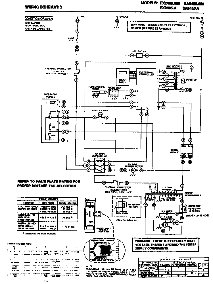 Wiring Schematic Diagram and Parts List for EX2485000  Amana Microwave