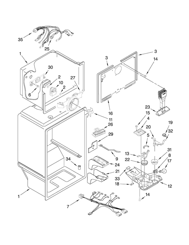 Liner Parts Diagram and Parts List for M1TXEMMWS03  Maytag Refrigerator
