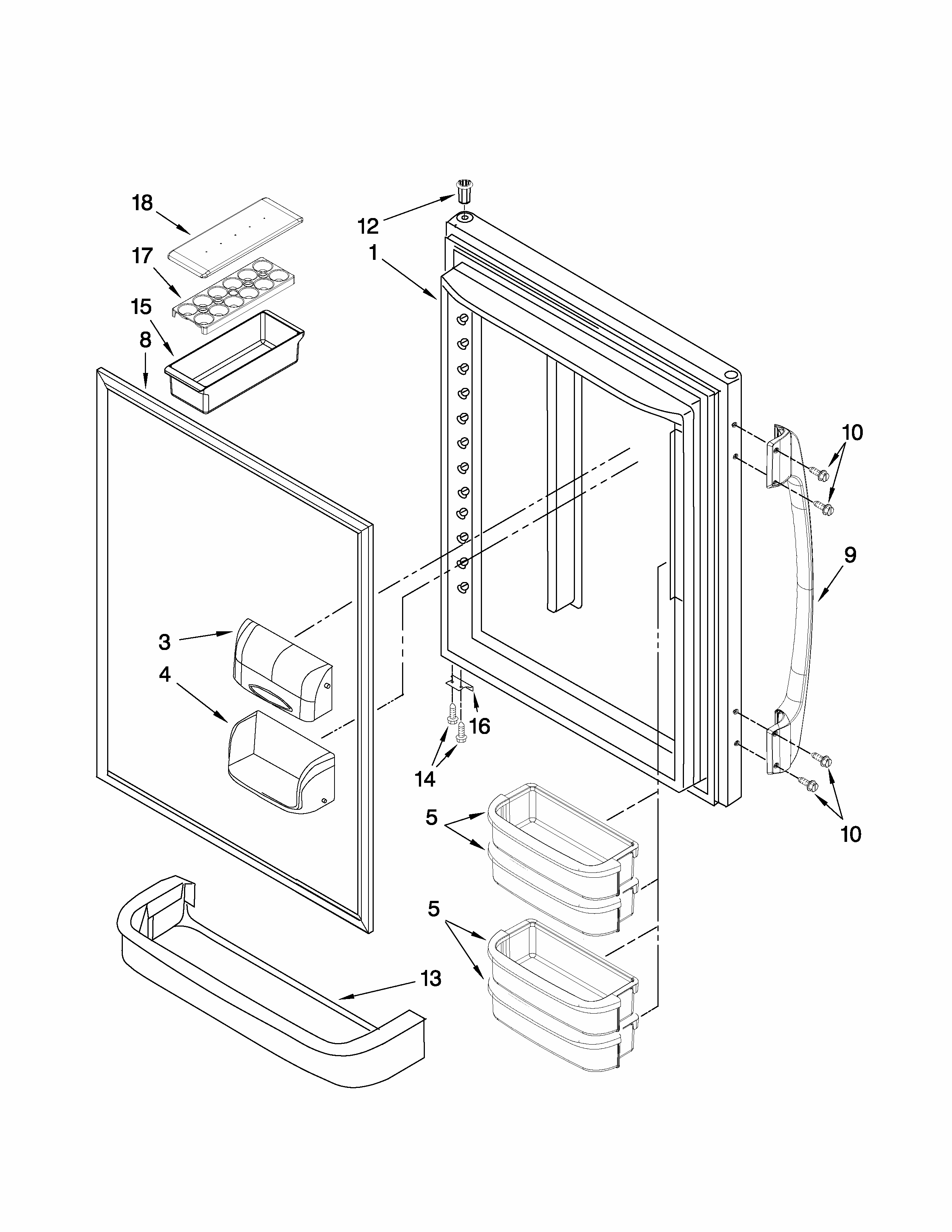 Refrigerator Door Parts Diagram and Parts List for GB2225PEKW4  Amana Refrigerator