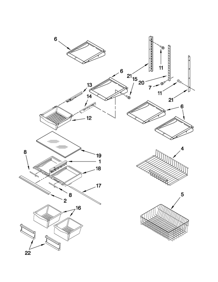 Shelf Parts Diagram and Parts List for MBB1953XEW2  Maytag Refrigerator