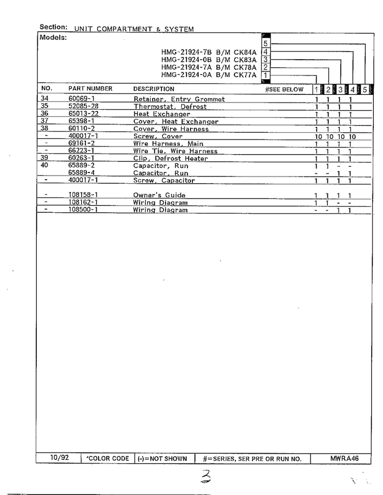 Unit Compartment And System Page 3 Diagram and Parts List for 21924-7A  Admiral Refrigerator
