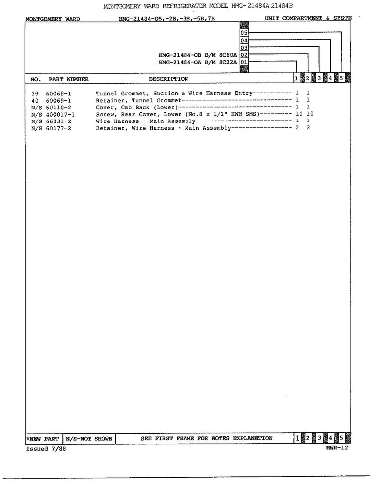 Unit Compartment/system Page 3 Diagram and Parts List for 21484B  Admiral Refrigerator