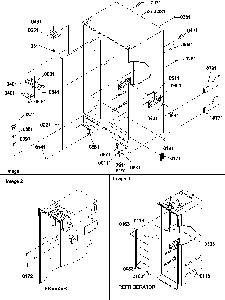 Cabinet, Light Switches & Bottom Hinge Diagram and Parts List for SBDE21VPSE-P1317202WE  Amana Refrigerator