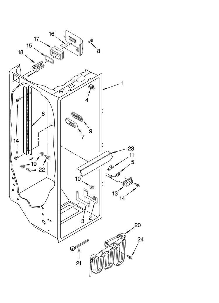Refrigerator Liner Parts Diagram and Parts List for JCD2591WES00  Jenn-Air Refrigerator