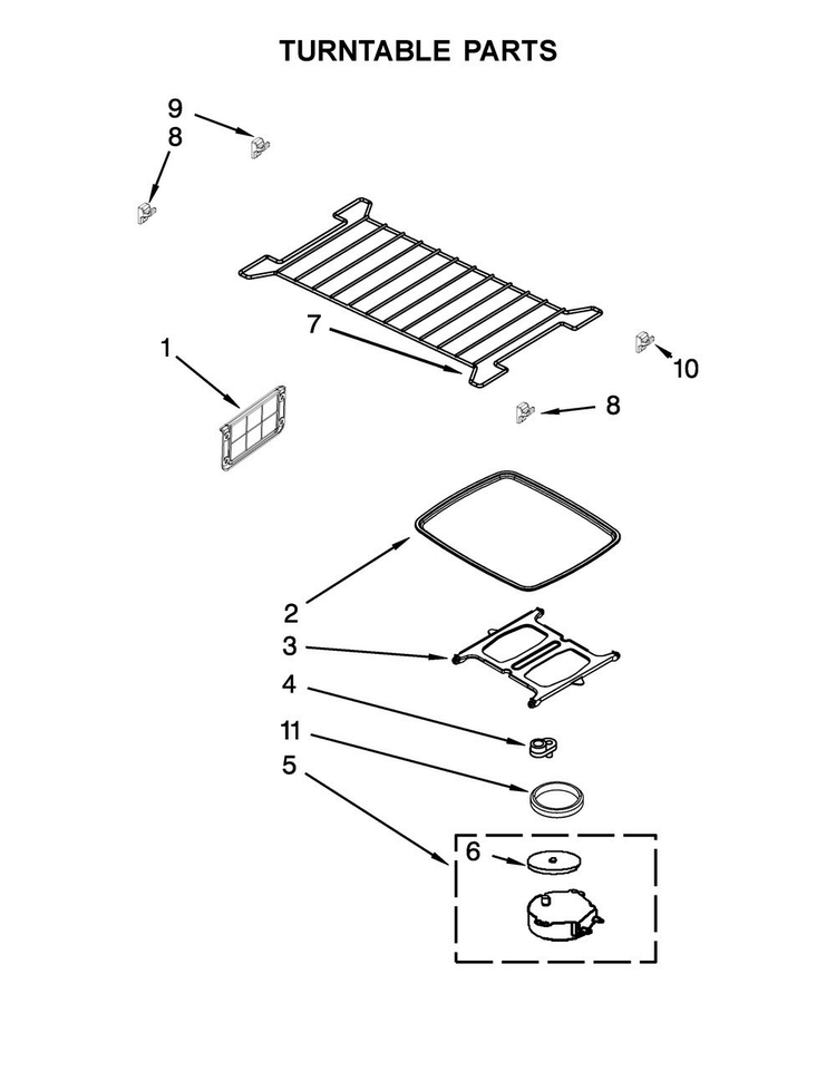 Turntable Parts Diagram and Parts List for MMV5219DE0  Maytag Microwave