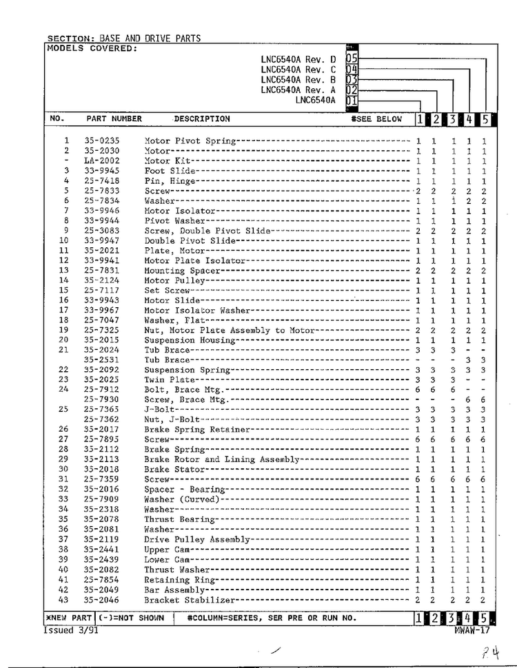 Base Aand Drive Page 2 Diagram and Parts List for 6540A REV D Norge Washer
