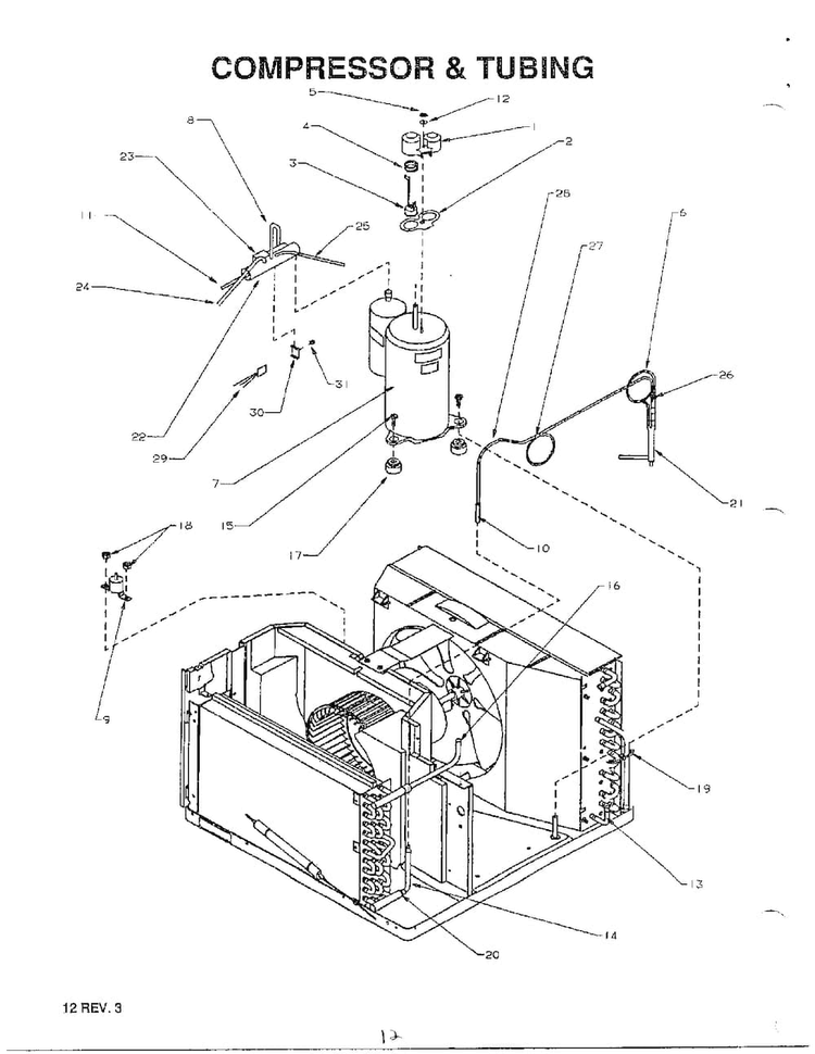 Compressor And Tubing Diagram and Parts List for 5787  Amana Air Conditioner